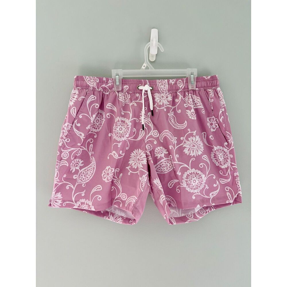 NWOT Julia Amory Men's JA Family Swim Pink Floral Bathing Suit Trunks Size M